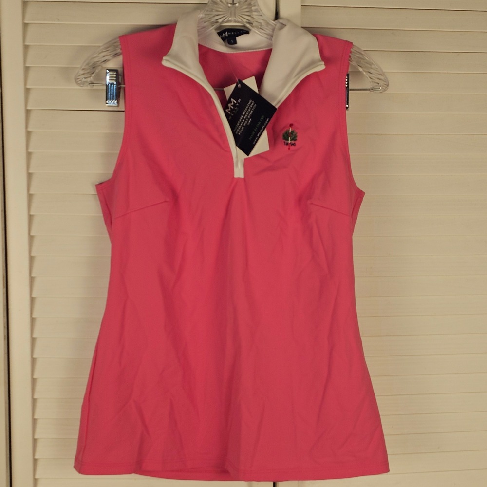 NWT MM Melly M Sport Womens Pink Sleeveless Delray Golf Polo Shirt‎ Top Small